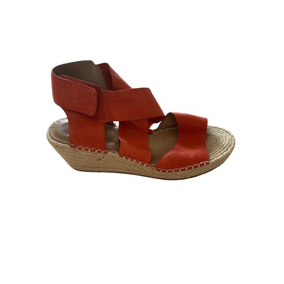 Eileen Fisher - Willow Tumbled Leather Espadrille- Red Poppy - Sz 11 - Picture 5 of 7